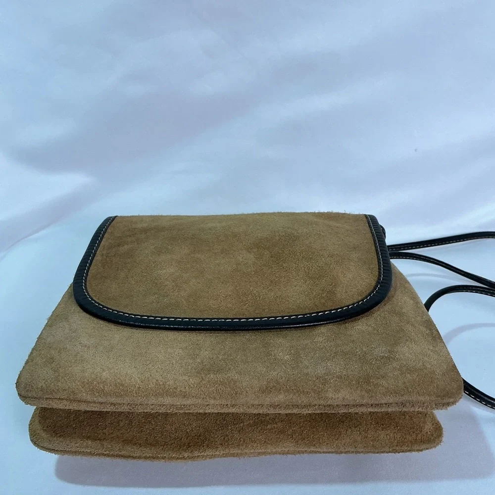 Vintage Loewe Tan Suede 
Mini Shoulder Crossbody Bag Purse Leather Spain Anagram - Picture 4 of 15